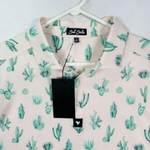 Bad Birdie Polo Shirt Mens XL Pink Green Thorn‎ in Your Side Cactus Golf NWT